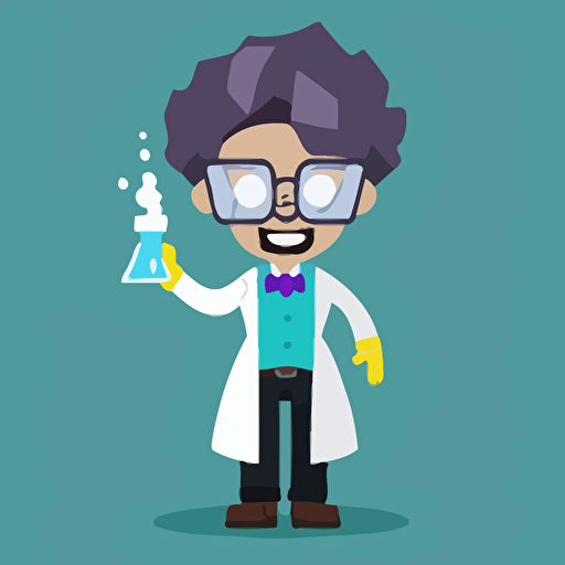 A scientist cartoon, Roblox art style, flat style vector