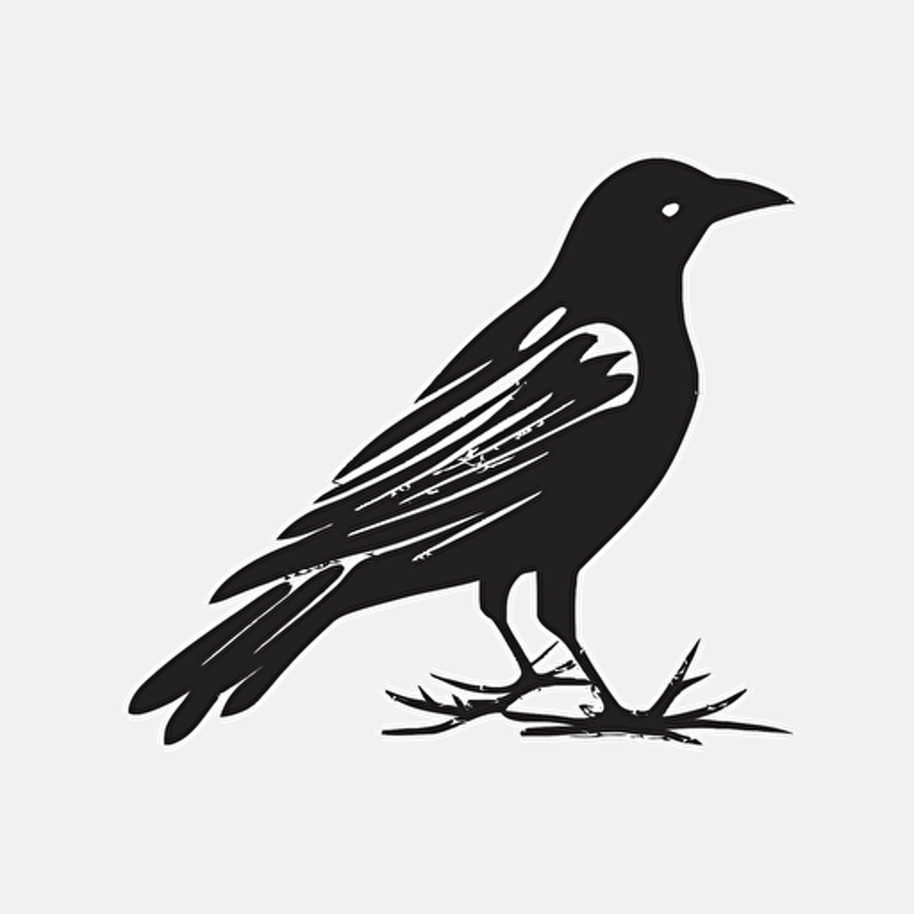 iconic logo, crow, minimalist, black vector on white background