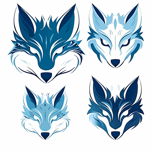 blue and white logo, vector fox, digital elements