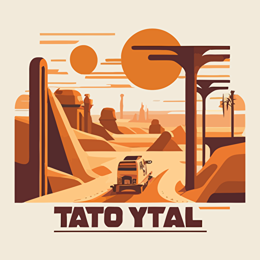 a vector retro art poster for holidays to tatooine from star wars on a white background