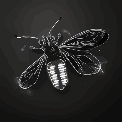 firefly, lightning bug, circuit board wings, vector, black and white, logo, minimalistic