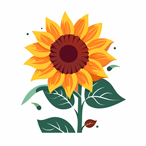 a simple vector like flat style sunflower on white background, modern look