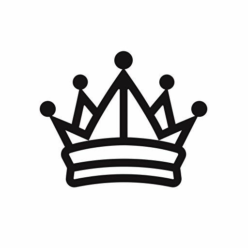 crown icon, minimal, outline strokes only, black and white, logo, vector, minimallistic, white background