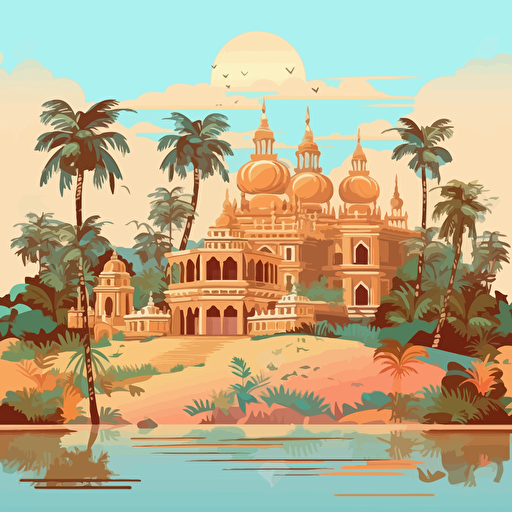 Illustration of India Goa Baga Landscape with Decorative Ethnic Stock Vector