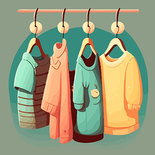cute vector, clothes on hang, nice color
