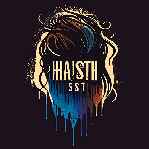 hair stylist logo,vector, drip style, dark color