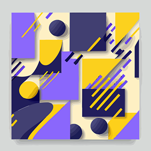 minimalist abstract modern pattern illustration geometric art vector style, purple, yellow and blue