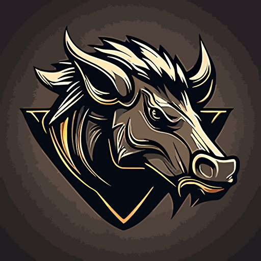 warthog, headshot, vector logo, vector art, emblem, simple, cartoon, 2d