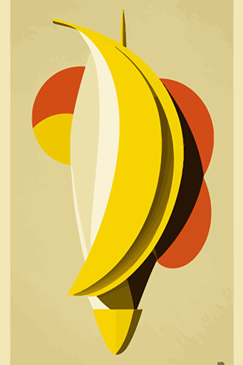 Minimalist banana, Bauhaus style, retro colours, vector work, ultra resolution,