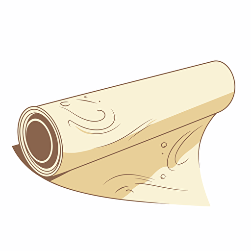 Simplified flat art vector image of rolled-out blank scroll paper on white background 3