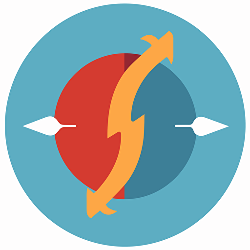 vector art of a symbol, circular two arrows, say -5 degrees celsius and +5 degrees celsius, warm, cold