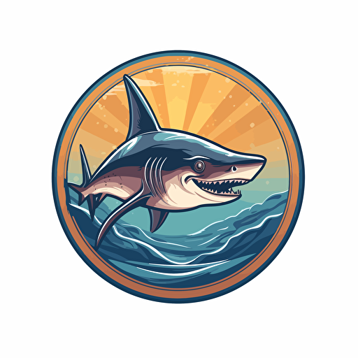stylished logo, tail of thresher shark, vector, tropical , circle