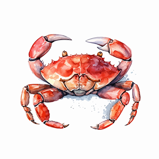 crab, detailed, cartoon style, 2d watercolor clipart vector, creative and imaginative, floral, hd, white background