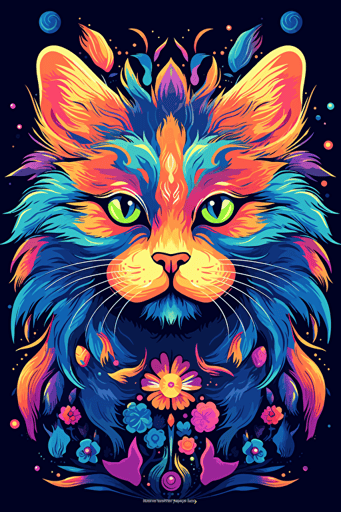 colorful svg vector drawing, a beautiful cat ::3 colorful svg vector drawing, a vase full of flowers
