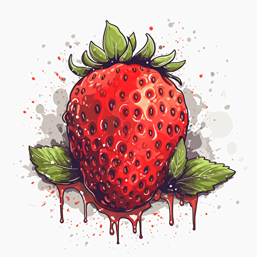 strawberry, vector,white background, sticker, detailed