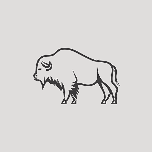 minimalist logo of a bison, simple 2d vector line
