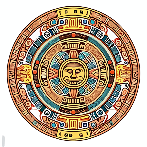 2d circular aztec symbol on white background vector painting