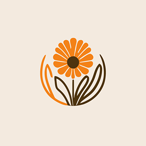 flat vector, simple flower circle logo