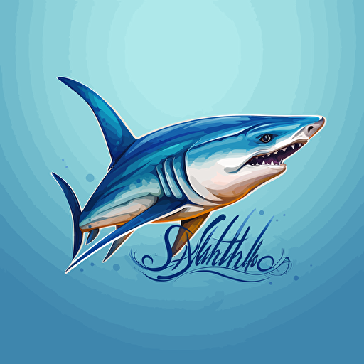 stylished logo, thresher shark, vector, tropical