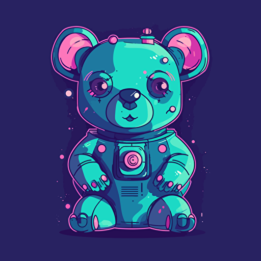 robotic bear homeage, flat vector, artificial intelligence,cartoon, design blue, pink, green, ar 16:9