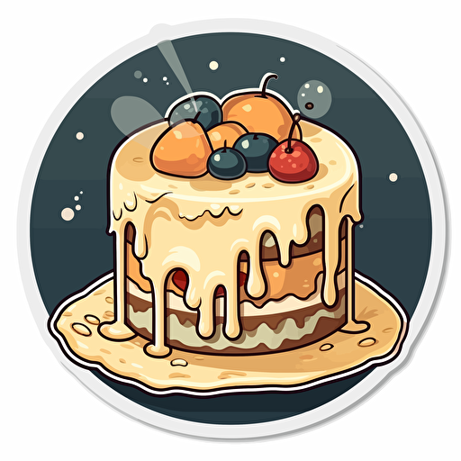 tres leche cake with milk dripping off of it, vector, sticker