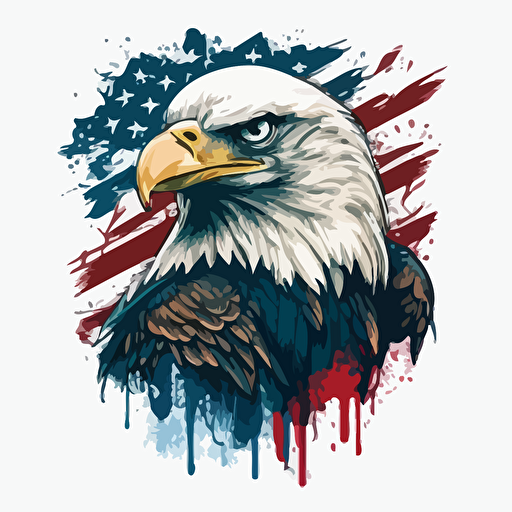 american flag eagle vector,comic style, white background