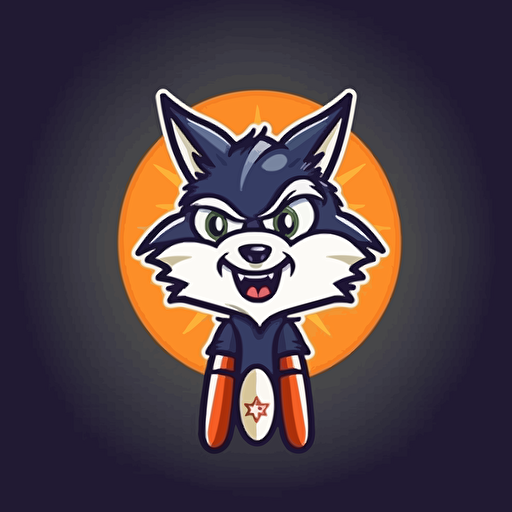 simple mascot logo of a rocket with baseballs, vector