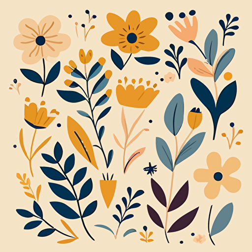 flat vector of flowers on a cream background.
