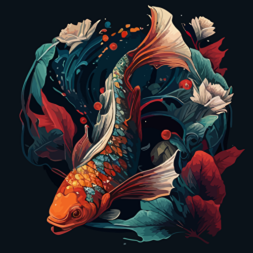 fish koi fan art , vector art , digital art , neotraditional