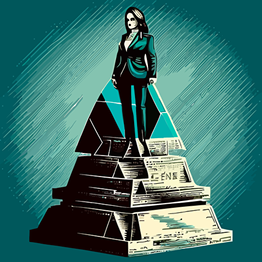 Businesswomen in business suit on piramide, highly detailed vector illustration