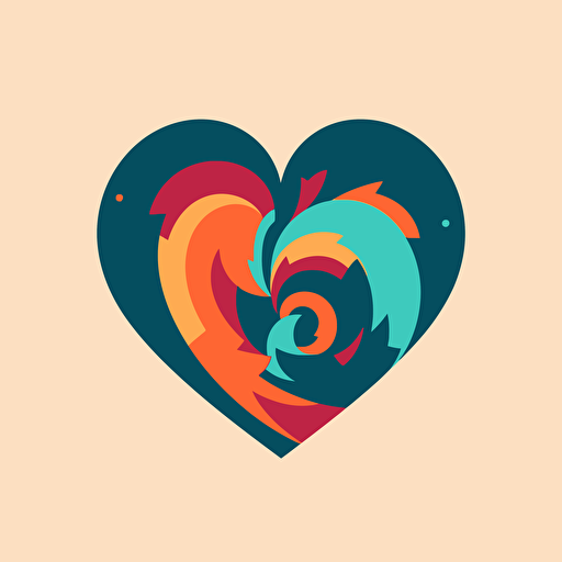 hugging heart, flat vector logo
