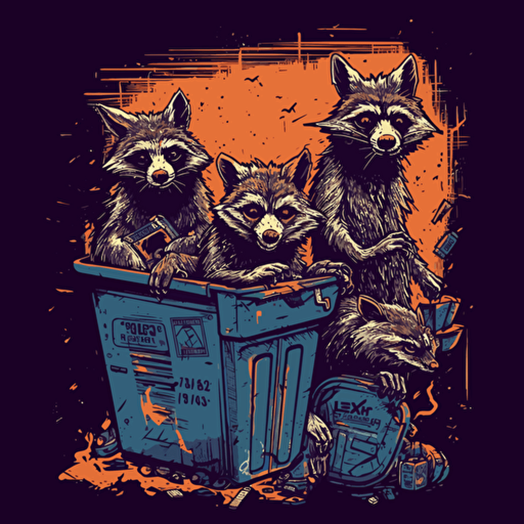 Demonic Killer Racoons from the dumpster,Horror, VHS Horror, VHS, Sticker, 80s vhs cover, 80s horror comic art, Vector