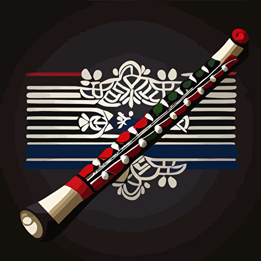 hmong flute instrument, vector, simple, with colors containing black, red, and white
