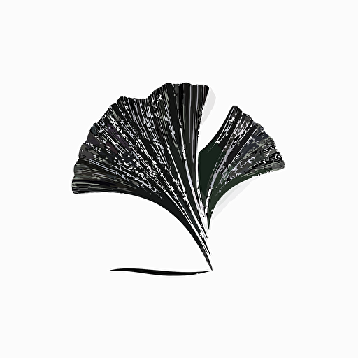 vector logo of a minimalist stylized ginkgo leaf, mono-color, white background, no text