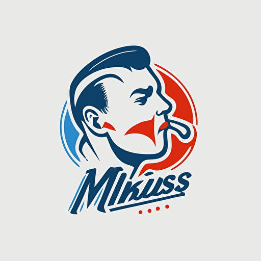 Mr. Kisses, simple, sports logo style, white background, vector