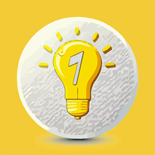 vector circular icon, light bulb wearing a yellow hard hat, holding a screwdriver triumphantly