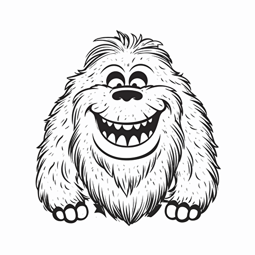 smiling Yeti, black line , vector, dxf