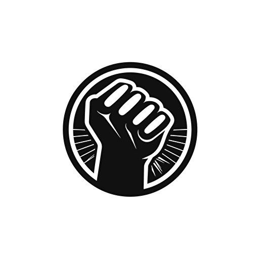 Logo of closed fist, minimalist icon, vector, black on white background