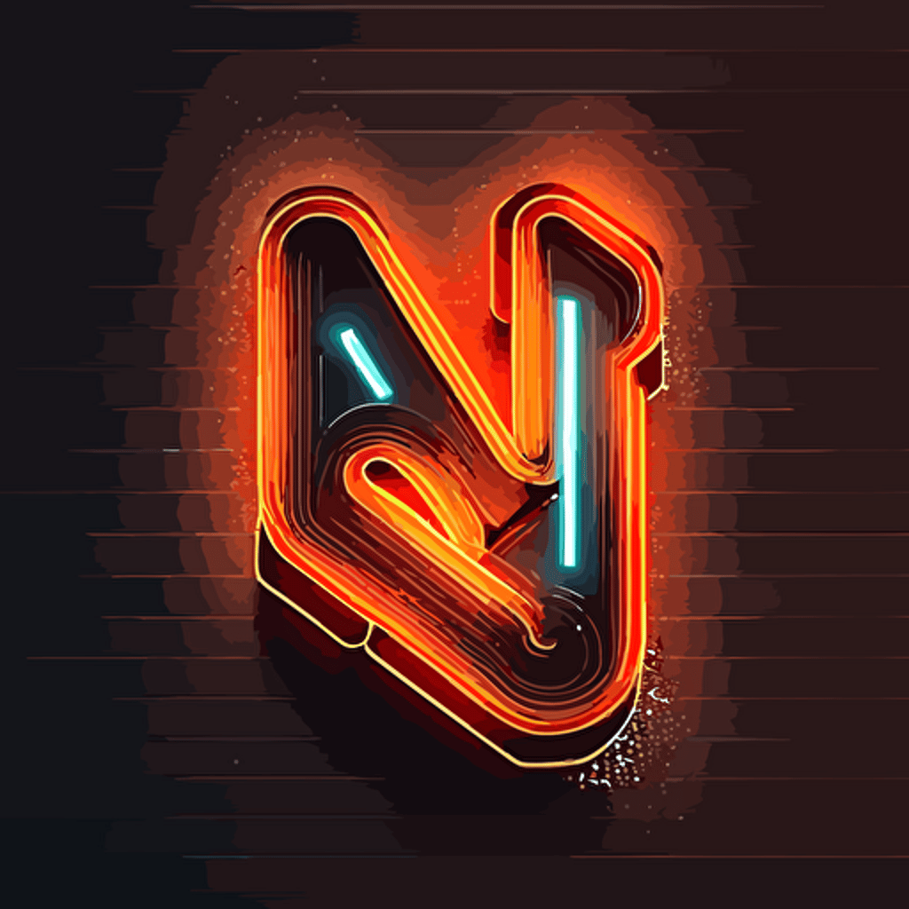 letter "R", logo, rock n roll style, warm neon light , minimal, vector, simple, flat , white background