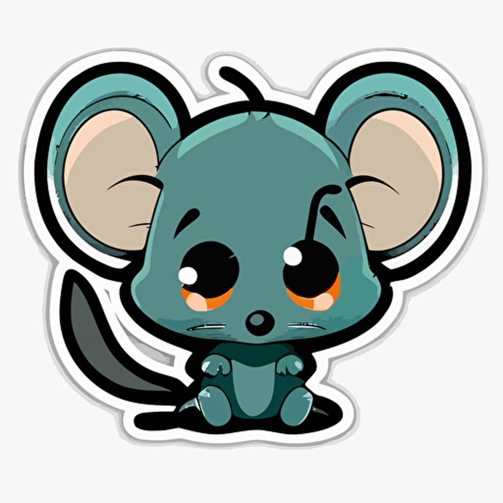 Very cute Didelphis pixar style, 2d flat design, vector, cut sticker