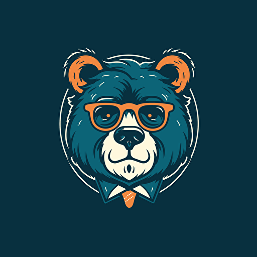 2d vector logo flat of a smart bear