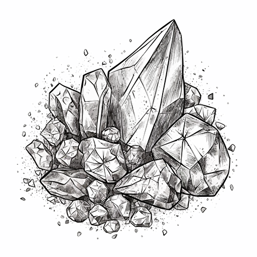 vector image for a coloring page of crystals and diamonds with a bare background isolated on white background