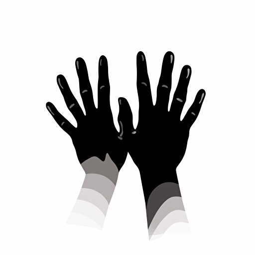 Create a silhouette of a pair of helping hands,top view,vector,cartoon style,black,white background