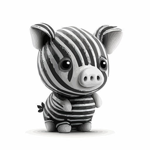 cartoon mini piglet black and white striped vector style