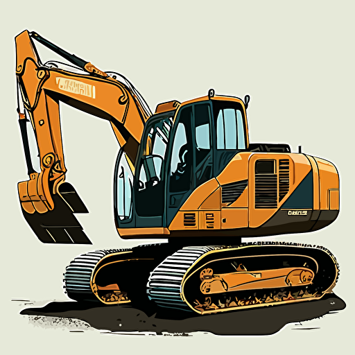 a two tone vector art drawing of an excavator