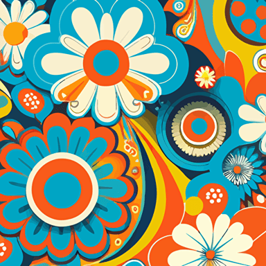 flower power era pattern, vector illustration