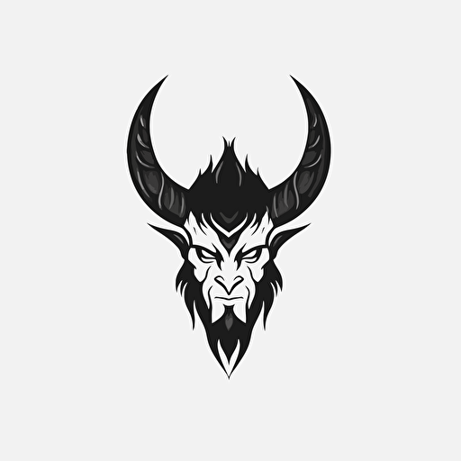 satanas, looking at the camera, minimal, outline strokes only, black and white, logo, vector, white background