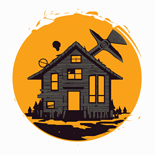 logo on the theme of house construction and its dangers, flat vector