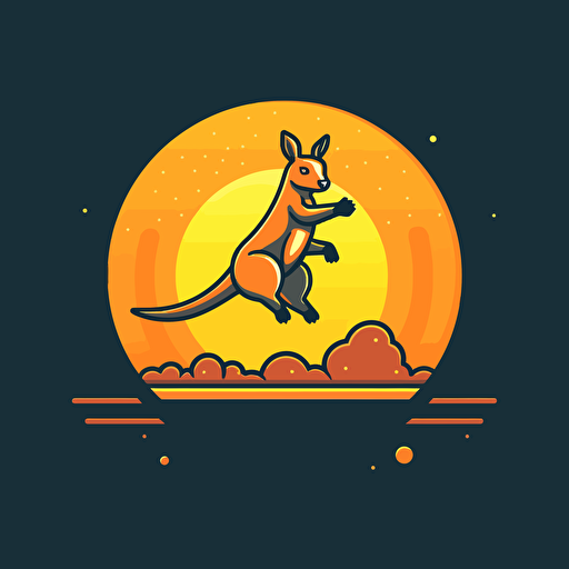 Kangaroo, Jumping on a Trampoline, Playful, Warm Lighting, Comic vector illustration style, flat design, minimalist logo, minimalist icon, flat icon, adobe illustrator, cute, Simple