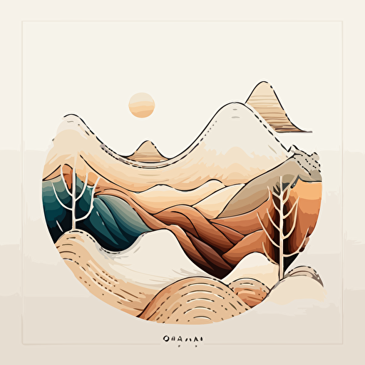 Calm , Warm, Digital art, Contour, Vector, White Background, Minimal